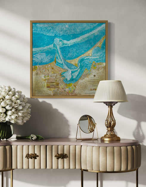 Nantucket Harbor Nautical Chart | Framed Giclee Print on Canvas